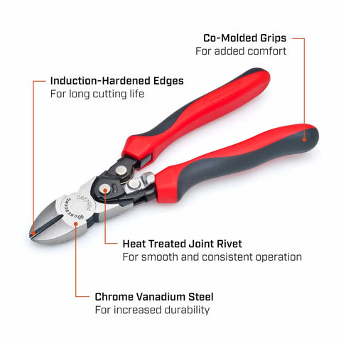 8 Inch Pro Series Diagonal Cutting Pliers With Dual Material Grips, Compound Action Delivers 50 Percent More Cutting Power