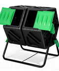 Dual Chamber Outdoor Compost Tumbler With Aeration Built Tough Heavy Duty Rotating Composter 2 Sliding Doors 34.5 Gallon Bin