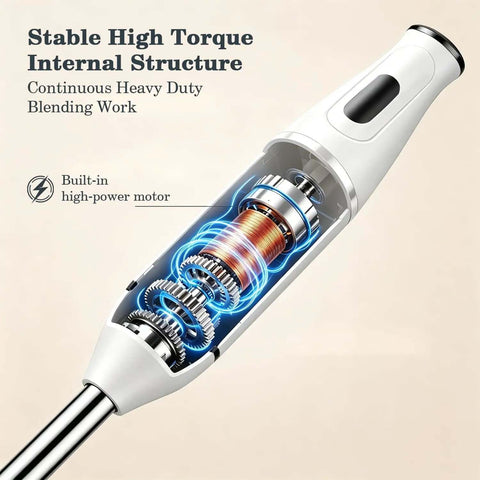 Straight Up Slick Handheld Immersion Blender With Knockout 300 Watt Motor and Razor Sharp Stainless Steel Blades internal structure and motor details.