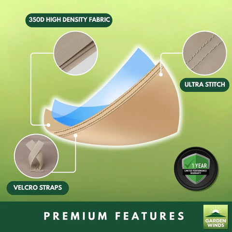 Beefy 350 Denier Beige Replacement Canopy Top For Callimont Park Swing Models RUS4239 And RUS4239-WM with stitching detail.