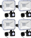 JUDYSSY Led Pir Floodlights 20W, Ip67 Waterproof Security Light with Motion Se, 4 Pack with sensor and wires for easy installation.