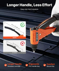 Heavy Duty Single Hand Pop Rivet Gun Kit Rigged Out With Two Hundred Blind Rivets Four Swappable Tips And Drill Bits Tucked In A Dang Sturdy Carry Case For Knuckle Busting Metal Repair Work, showcasing ergonomic grip and lever length.