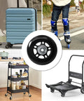 Image of a 75 By 24mm Luggage Wheel Replacement Kit With Two Smooth Rolling Suitcase Swivel Wheels And All Hardware Included For Carry On Trolleys Travel Cases Durable Repair Set Includes Two Axles Screws Washers And Wrench For Easy Installation, shown in various usage scenarios, including suitcases and trolleys.