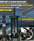 Heavy Duty Marine Lower Unit Repair Kit Featuring Rock Solid Three Piece Bearing Carrier Puller And Drive Shaft Retainer Wrench Set For No Sweat Outboard Servicing, carbon steel puller with claw design.