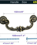 Rock Solid Heavy Duty Zinc Alloy Drop Bail Drawer Pulls In Slick Antique Bronze Finish with 6 Inch Center Spacing, 4 Pack