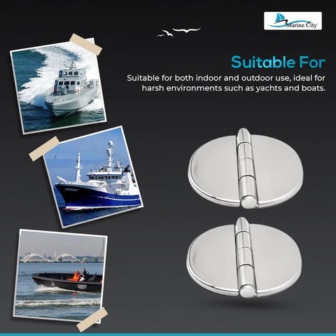 Ultra Durable Heavy Duty Marine Grade Stainless Steel Hinges twist lock catches for yacht doors and RV storage boxes.