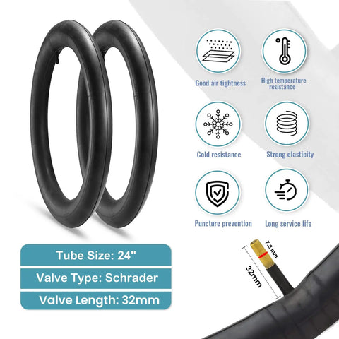 Two Pack Cruiser Bike Tire Kit With Tubes And Levers 24x2.125 Inch Folding Puncture Resistant Tires For Beach Cruisers