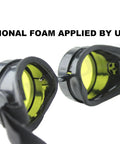 Close-up of Badass Cup Type C Frame Welding and Laser Enhancing Safety Goggles with UV IR Green Lenses and adjustable foam.