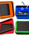 4 Pack Collapsible Silicone Magnetic Tool Trays With Dual Sided Magnetic Base Foldable 4.5 Inch Square Bowls For Bolts Screws Nuts