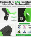 Universal Kids Bicycle Brake Levers Set, Easy Grip Pair For Small Hands, 2.2 cm Black and Green Handlebar Compatibility