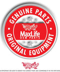 Logo for MaxLife OEM Parts, featuring 'Genuine Parts' and 'Original Equipment' text for lawn mower components.