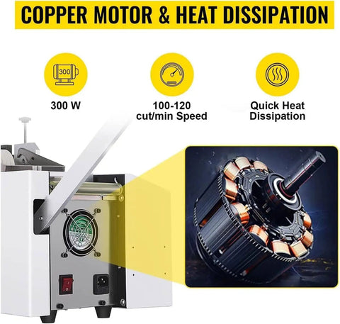 Tank Tough Electric Wire Stripper With Bright Digital Display 300W motor and heat dissipation features highlighted.