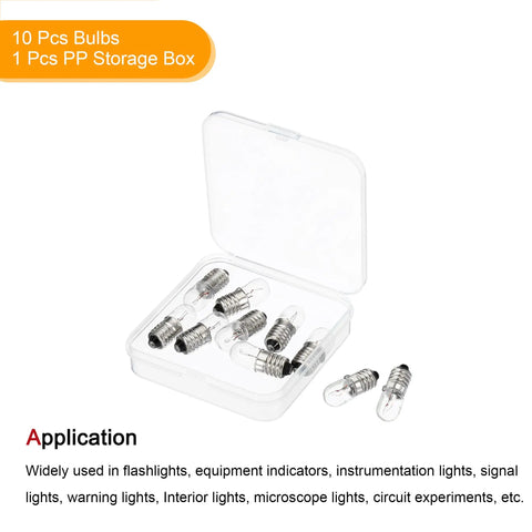 Straight Up Solid E10 Miniature Bulbs 30V 3W Warm Yellow Glass Lamp With Screw Base in PP storage box, ten pack.