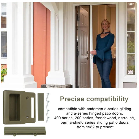 Heavy Duty Sliding Screen Door Handle Kit Replacement For A Series Hinged And Sliding Patio Doors 1982 To Present with handle kit and woman