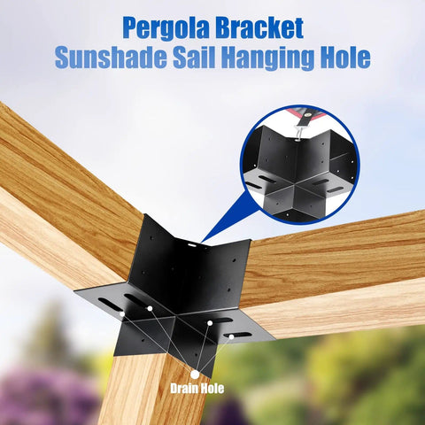 Heavy Duty 4x4 Pergola Brackets Set For Outdoor DIY Install 3 Way Right Angle Corner Brackets In Black Powder Coated Steel