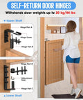 Heavy Duty Self Closing Saloon Door Hinges 4 Pack Black Large 304 Stainless Steel Dual Swing Bar And Restaurant Hardware That Snaps Back Smooth As Butter Daily, showcasing parts and installation.