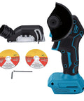 Heavy Duty Cordless Mini Circular Saw and Angle Grinder With Brushless Motor Running 12000 RPM and Three Speed Settings with blades and accessories.
