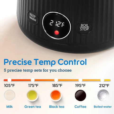 Temperature control display on 1.7L Large Electric Kettle With Temperature Control, 7 Cup Capacity For Coffee And Tea