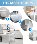 Heavy Duty Toilet Safety Rail For Seniors With Adjustable Height And Width Frame No Nonsense Support Handles Up To 350 Lbs Non Slip Bathroom Grab Bar fitted to different toilet styles.