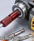 Real Quick Swap Angle Grinder To Drill Adapter Built Like A Tank From Cold Rolled Carbon Steel with a self locking chuck for multiple tools.