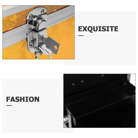 Close-up of secure lock and interior shelf of Built Tough Aluminum Tool Box With Secure Lock And Heavy Duty Handle For Mechanics And Field Pros Compact Organizer Gear Hauler That Keeps Your Hardware Tight And Snug On The Go.