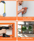 Installation steps for Smooth Setup Four Pack Lumber Storage Rack Wall Mounted Heavy Duty Board Holder with adjustable arms.