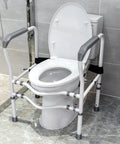 Heavy Duty Adjustable Toilet Safety Frame And Rail For Elderly Bathroom Assist With Rock Solid Non Slip Grab Bars, freestanding design.
