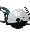 Tough As Nails 14 Inch Wet Or Dry Corded Concrete Saw With 2600 Watt Motor and steel frame view with cutting blade and water line.