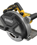 Heavy Duty 18 Volt Cordless Circular Saw Packs A Brushless Motor For Razor Sharp Metal Cutting and safety button for cutting metal.