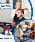 Heavy Duty Smooth Operator Rolling Salon Cart With Bounce Free Metal Trays And Ample Storage Platform Featuring Quick Detach Braiding Hair Rack For Hustling Beauty Pros in hair and pet salons.