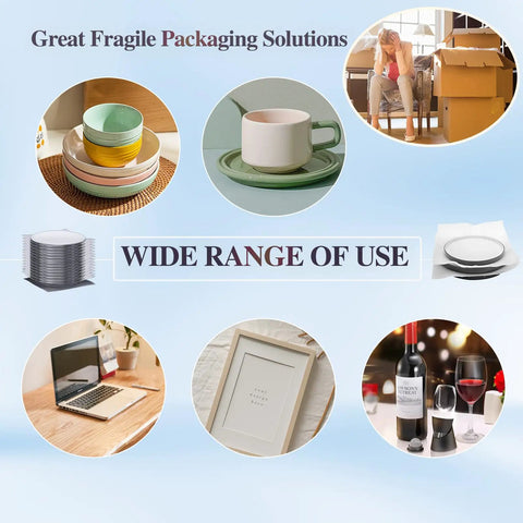Real Deal Foam Packing Pouches For Moving And Shipping Storage With Dense Cushion Wrap To Lock Your Dishes Glasses And Plates Down Tight When Shifting Houses Or Shipping Gear Nationwide in use with various fragile items.