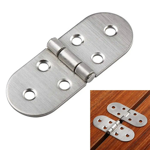 Self Supporting Flush Hinge For Folding Sewing Machine Table And Cabinet Hardware, stainless steel, detailed view.