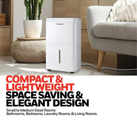 Top Tier 32 Pint Energy Star Dehumidifier For Big Homes And Damp Basements With Smart Auto Controls displayed in a modern living room setting.