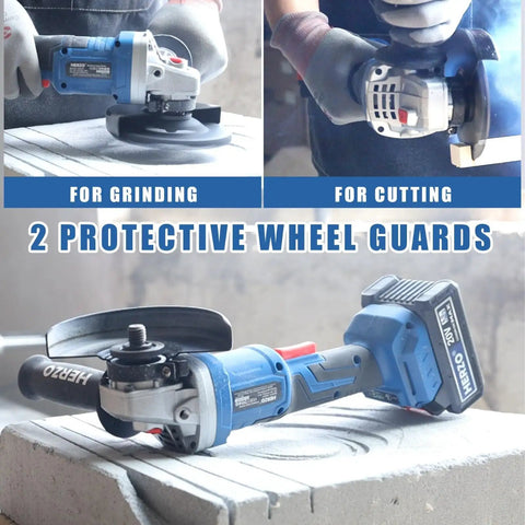 The Real Deal Cordless Angle Grinder Set With Dual Batteries Delivers Serious Cutting Power For Metal Stone And Concrete Projects Shop Ready ergonomic grip with protective wheel guards on stone.