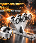 Rock Solid Six Wheel Hoist Trolley For One Five Eight Inch Strut Channel With Smooth Gliding Casters showcasing impact-resistant design with bearings.