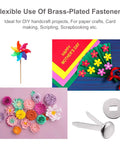 Sick Craft Kit With 100 Real Deal Silver Plated Iron Paper Fasteners And 300 Flat Washers Plus Heavy Duty Hole Punch displayed with DIY craft projects.