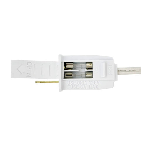 C9 Light Strings For Outdoor Holiday Decor, 100 Foot White Cord With 12 Inch Socket Spacing, E17 Stringer Base plug close-up