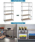Built Tough Five Tier Storage Shelves With Thick Durable Mdf Boards And Reinforced Steel Frame adjustable shelving unit for garage use.