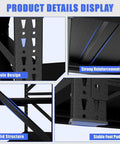 Built Like A Tank 4 Tier Heavy Duty Garage Shelving Unit showing strong reinforcement bars, hole design, and stable foot pad.