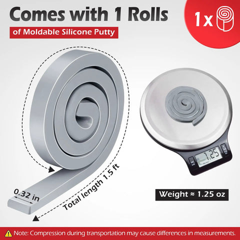 Grey roll of Moldable Silicone Putty For Quick Gap Sealing Non Hardening Duct Sealant For Metal Glass Wood Ceramic And Crafts