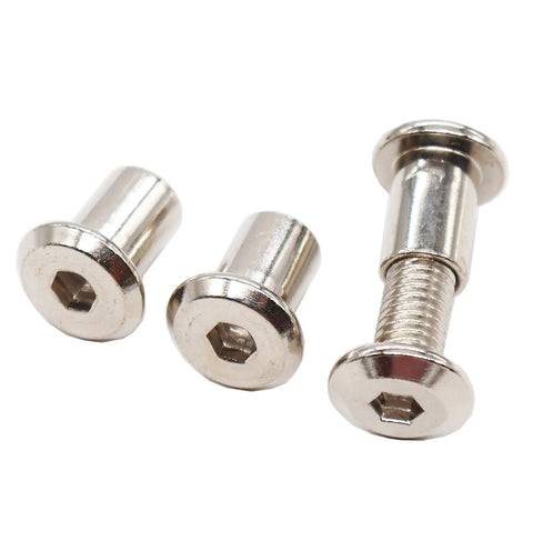 Rock Solid M8 X 16 Millimeter Hex Socket Cap Screws Combined With Hex Head Barrel Nuts Countersunk Allen Bolt Kit Nickel Plated