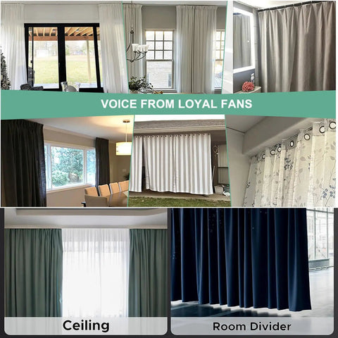 Heavy Duty Double Curtain Tracks Hella Sturdy Aluminum Build With Quiet Smooth Gliding Pulleys Adjustable Ceiling Wall And RV Mount Straight Up Reliable For Window Treatments Or Room Dividers in various settings.
