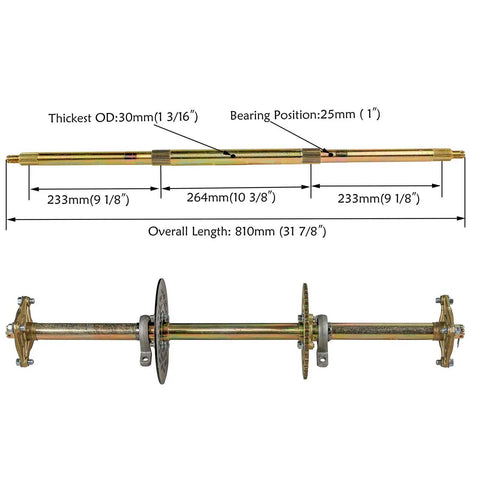 Diagram of Beefed Up 1 Inch Live Axle Kit For Go Karts ATV UTV Quad Buggy 32 Inch Long 1 3 16 Thick Keyed Rear Axle