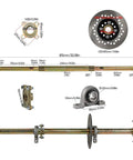 32 Inch Rear Live Axle Kit With 420 Sprocket And Brake Caliper, 145/70-6 Tubeless Tires, Pillow Block Bearings, Chrome Alloy Shaft