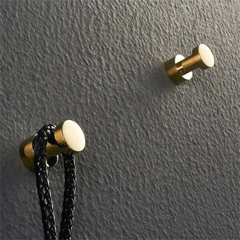 Slick Wall Mounted Tea Towel Hooks Built Tough 304 Stainless Steel Rustproof Robe And Coat Hangers for wall with braided black rope.