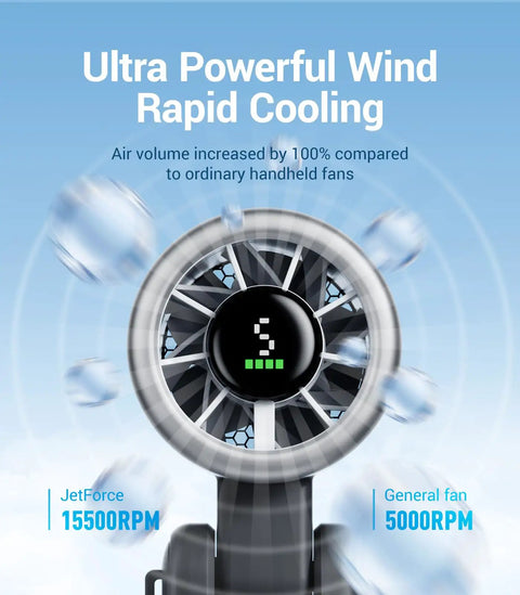 Portable Handheld Turbo Fan With JetForce Aero Turbojet Technology, high speed brushless motor delivering ultra powerful wind