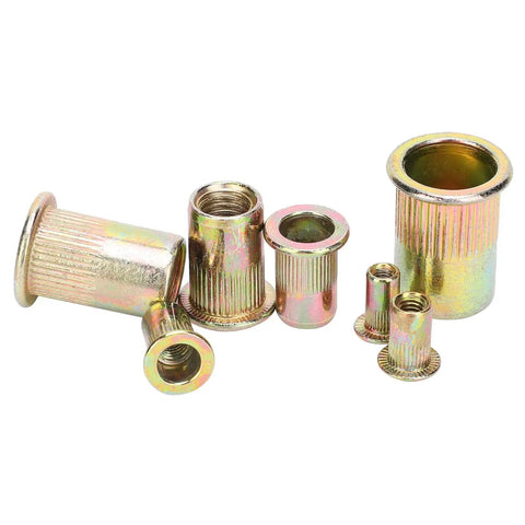 Rivet Nut Kit Zinc Plated M3 Through M12 Rivnuts Set displayed with various sizes and zinc finish