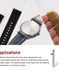 2 Pack Quick Release Spring Bars For Watch Straps 1.5mm Diameter By 21mm Width Stainless Steel SUS304 Watch Pins For Durable, Easy Band Swaps On Most Watches with various watch straps and spring bar tool