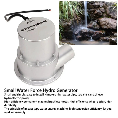200W Micro Hydro Generator For Off Grid Power, Portable Water Turbine With Smart Controller, shown against waterfall