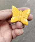 Hella Chic Yellow Ceramic Butterfly Cabinet Knobs Premium Six Piece Set Dang Beautiful Vintage Drawer Pulls With Included Mounting Hardware For Dresser Wardrobe And Cabinet Refresh in hand.